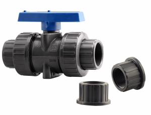 0924-20 - '2" FPT/Slip Union PVC Ball V PTFE Seat - Epdm O-Ring Seal'