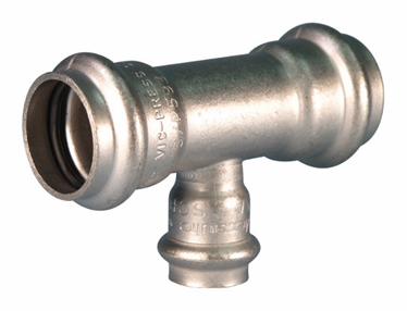 2" x 1" Vic-Press Reducing Tee 304 Stainless Style P593