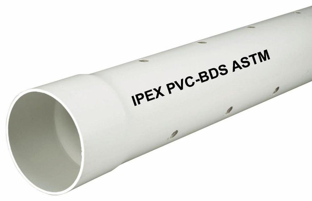 4"x10' PVC ASTM 2729 SEWER PERF PIPE B/E WHITE