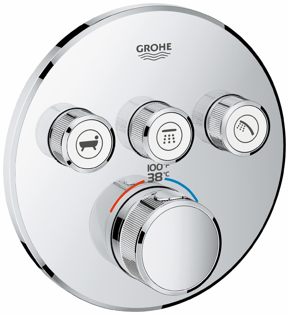 Grohtherm SmartControl Triple Function Thermostatic Valve Trim with Control Module