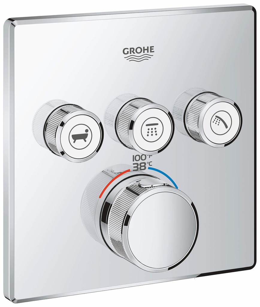 Grohtherm SmartControl Triple Function Thermostatic Valve Trim with Control Module