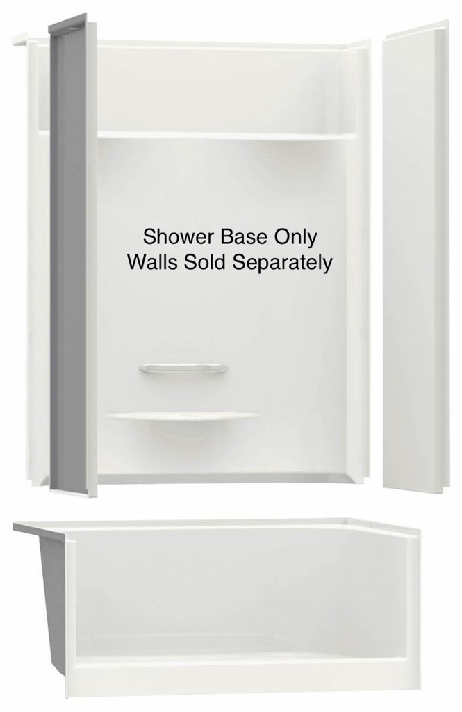 KDS 3448 AFR Center Drain Pinned Shower Base with RH Seat