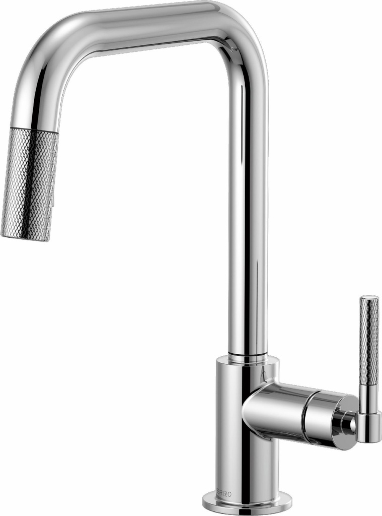 Litze Kitchen Faucet with Pulldown Spray Square Spout and Knurled Handle