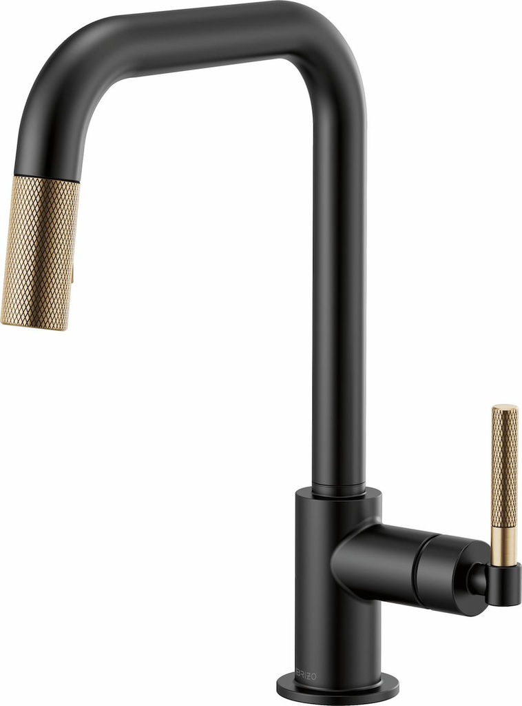 Litze Kitchen Faucet with Pulldown Spray Square Spout and Knurled Handle