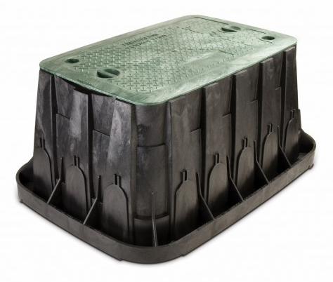 18 x 27 x 15 Super Jumbo Black Valve Box with Green Lid and 2 Locks