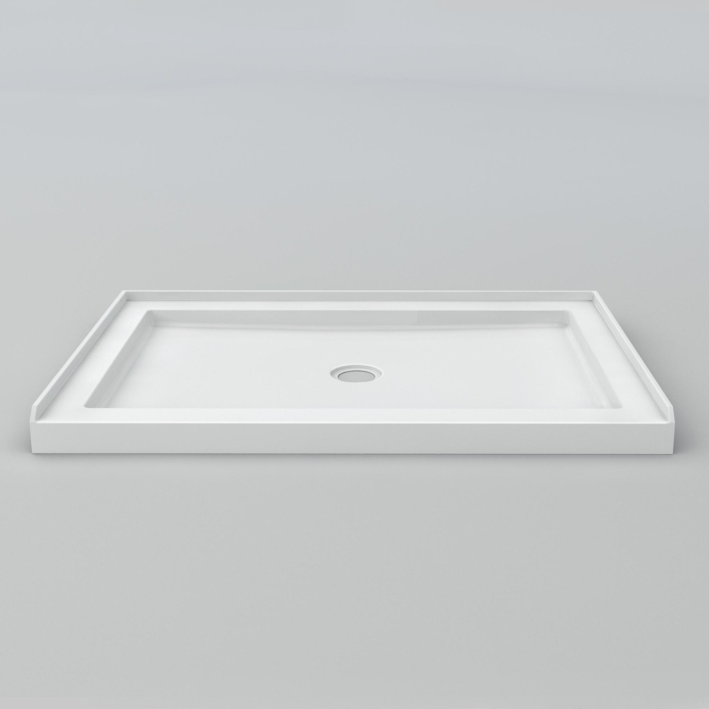60" x 34" Low Profile Single Threshold Shower Base with Centre Drain
