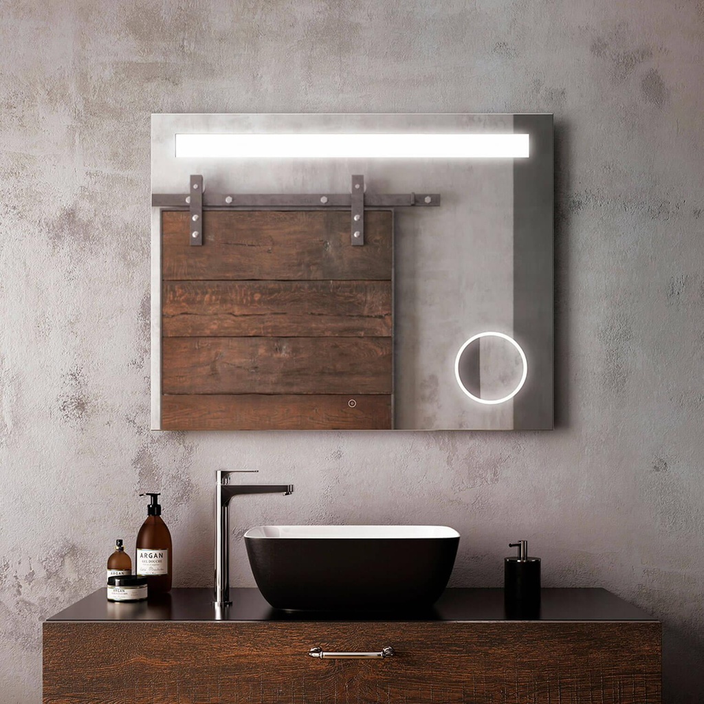 Emblem Illuminated Bathroom Makeup Mirror 38" x 30"