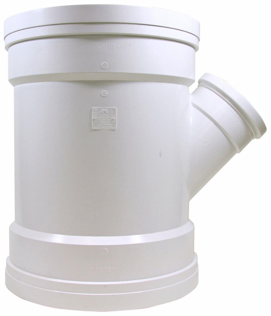15"x6"x45D PVC WYE SWR DR35 GxGxG RING- TITE/TRENCH TOUGH PLUS