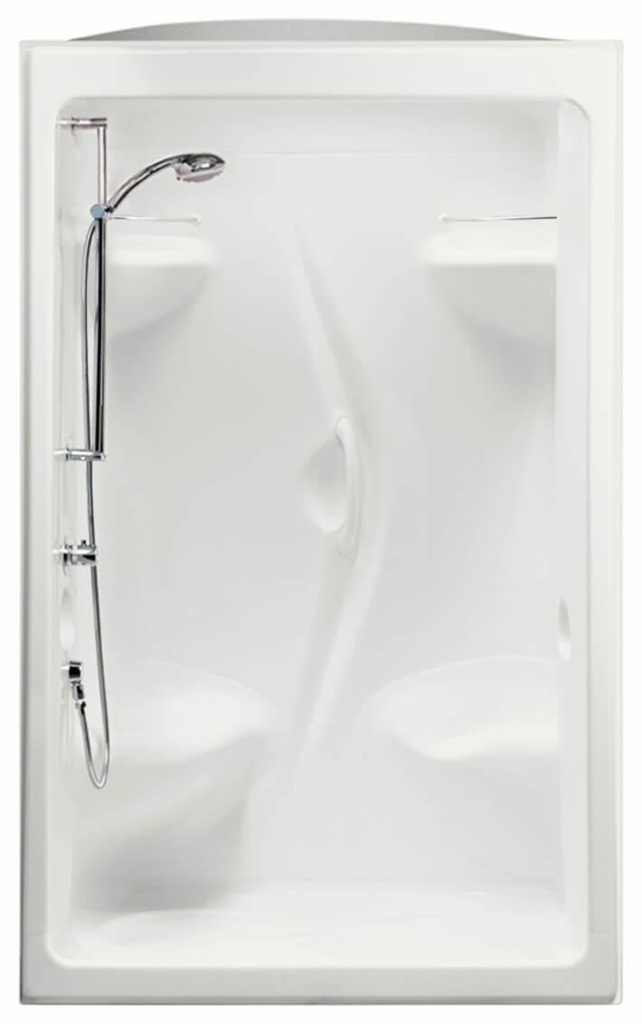 Stamina 48-L 58" x 36" Center Drain Alcove 1-Piece Shower with RH Seat