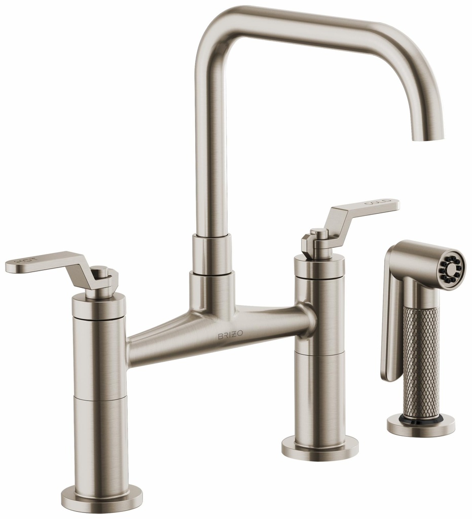 Litze Bridge Faucet with Square Spout and Industrial Handle