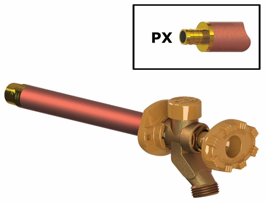 Model 19 Wall Faucet 1/2 PX Inlet 16 Inch, Black Handle