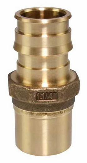 ProPEX LF Brass Copper Press Fitting Adapter, 1 1/4" PEX x 1 1/4" Copper