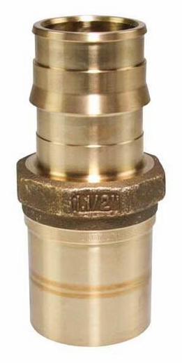 ProPEX LF Brass Copper Press Fitting Adapter, 1 1/2" PEX x 1 1/2" Copper