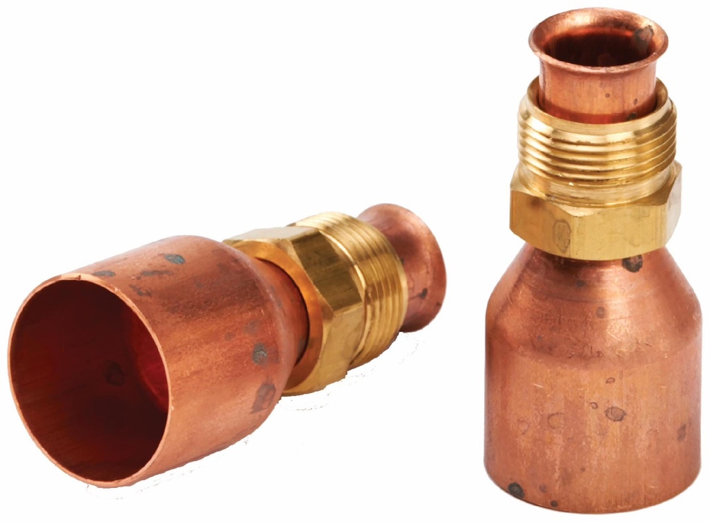 Two 3/8 in flare to 3/4 in Sweat adapters