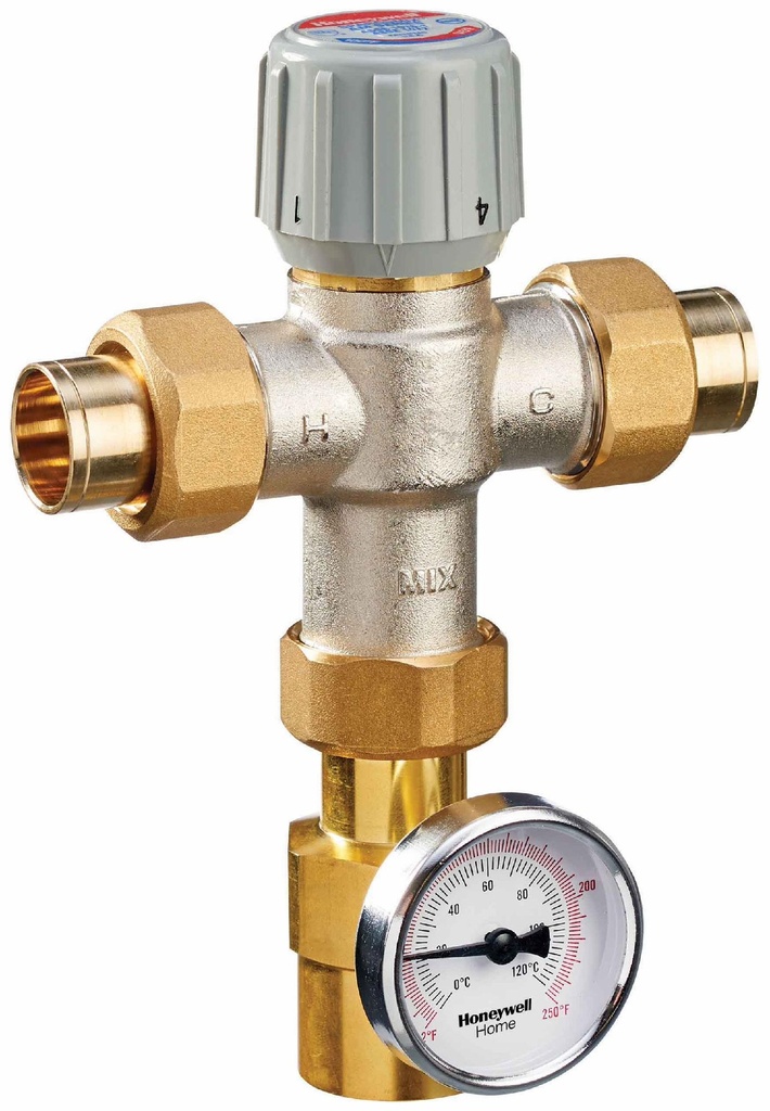 3/4 in Union Sweat with Temp Gauge Mixing Valve LF - STD