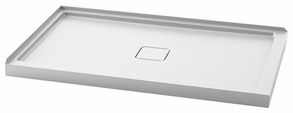 Kover 60" x 36" Corner Acrylic Shower Base with Centre Drain and LH Tiling Flange