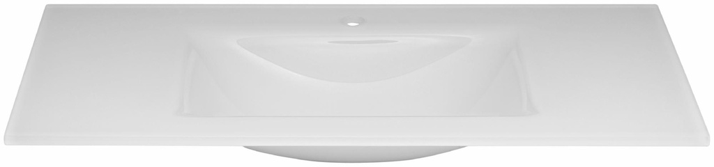 37" Tempered Glass Sinktop with Single Faucet Hole in Cream White Glass