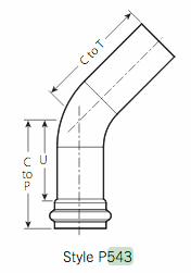 1/2" Vic-Press 45 Street Elbow 304 Stainless Style P543
