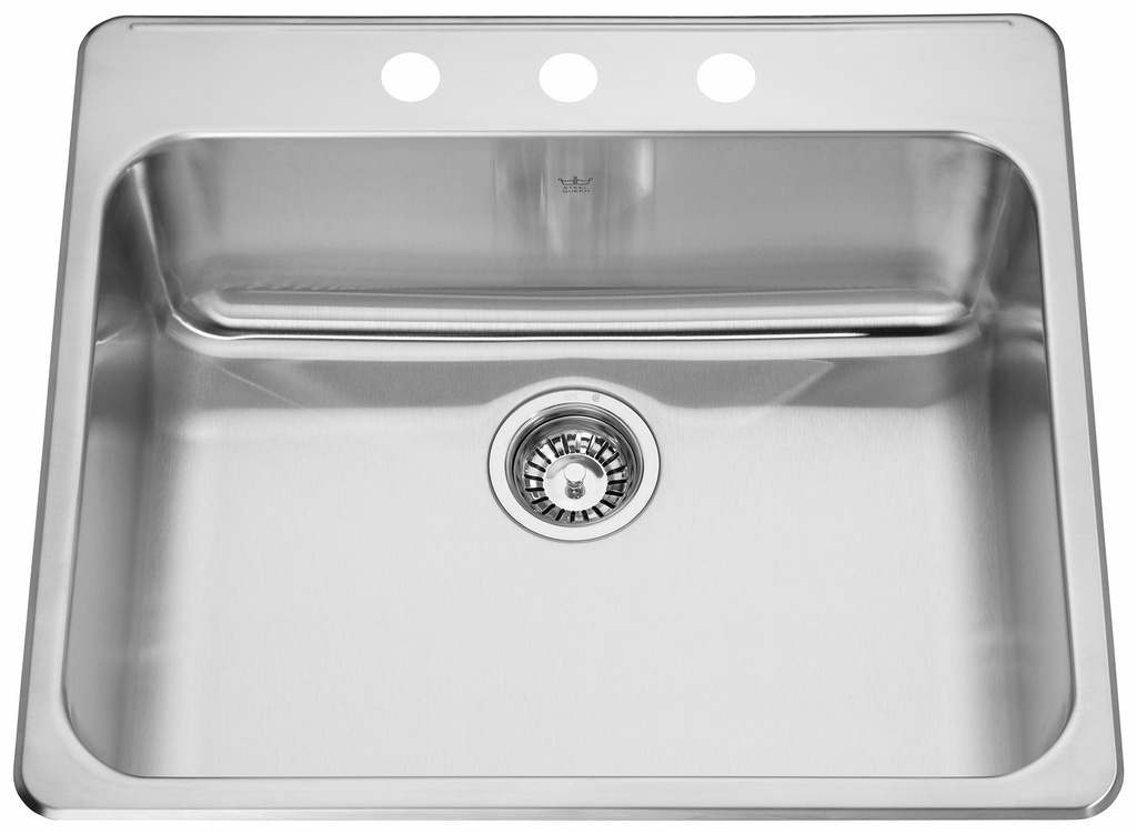 Steel Queen 25-1/4" 3-Hole 1 Bowl Drop-In Kitchen Sink