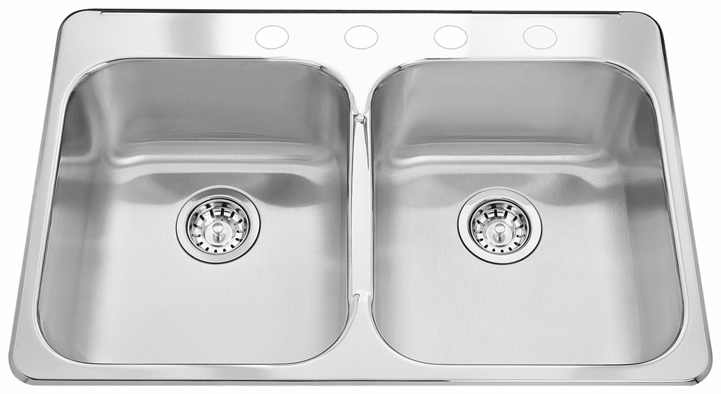 Steel Queen 31-1/4" 4-Hole 2 Bowl Drop-In Kitchen Sink