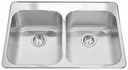 Steel Queen 31-1/4" 4-Hole 2 Bowl Drop-In Kitchen Sink
