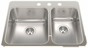 Steel Queen 27-1/4" 3-Hole 1.5 Bowl Drop-In Kitchen Sink
