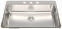Steel Queen 31-1/4" 3-Hole 1 Bowl Drop-In Kitchen Sink