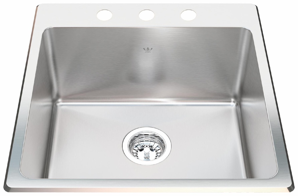 Steel Queen 20-1/8" 3-Hole 1 Bowl Drop-In Kitchen Sink