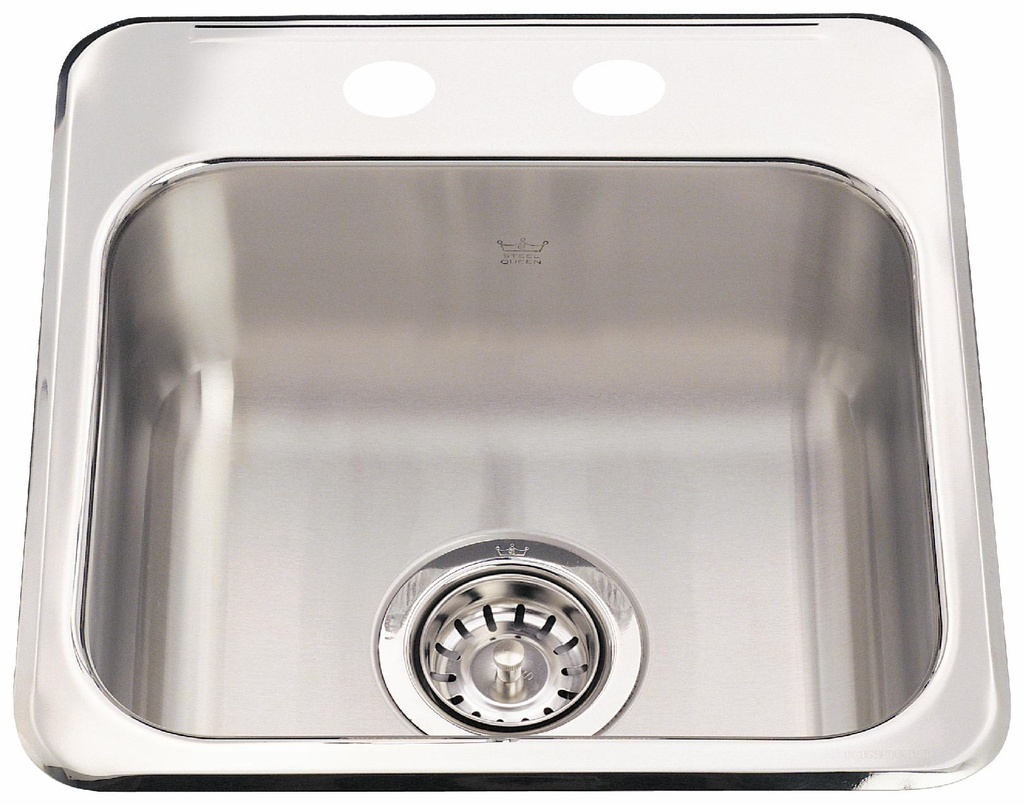 Steel Queen 15-1/8" 2-Hole 1 Bowl Drop-In Bar/Prep Sink