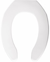 Elongated Plastic Open Front Toilet Seat with Self-Sustaining Check Hinge Less Cover
