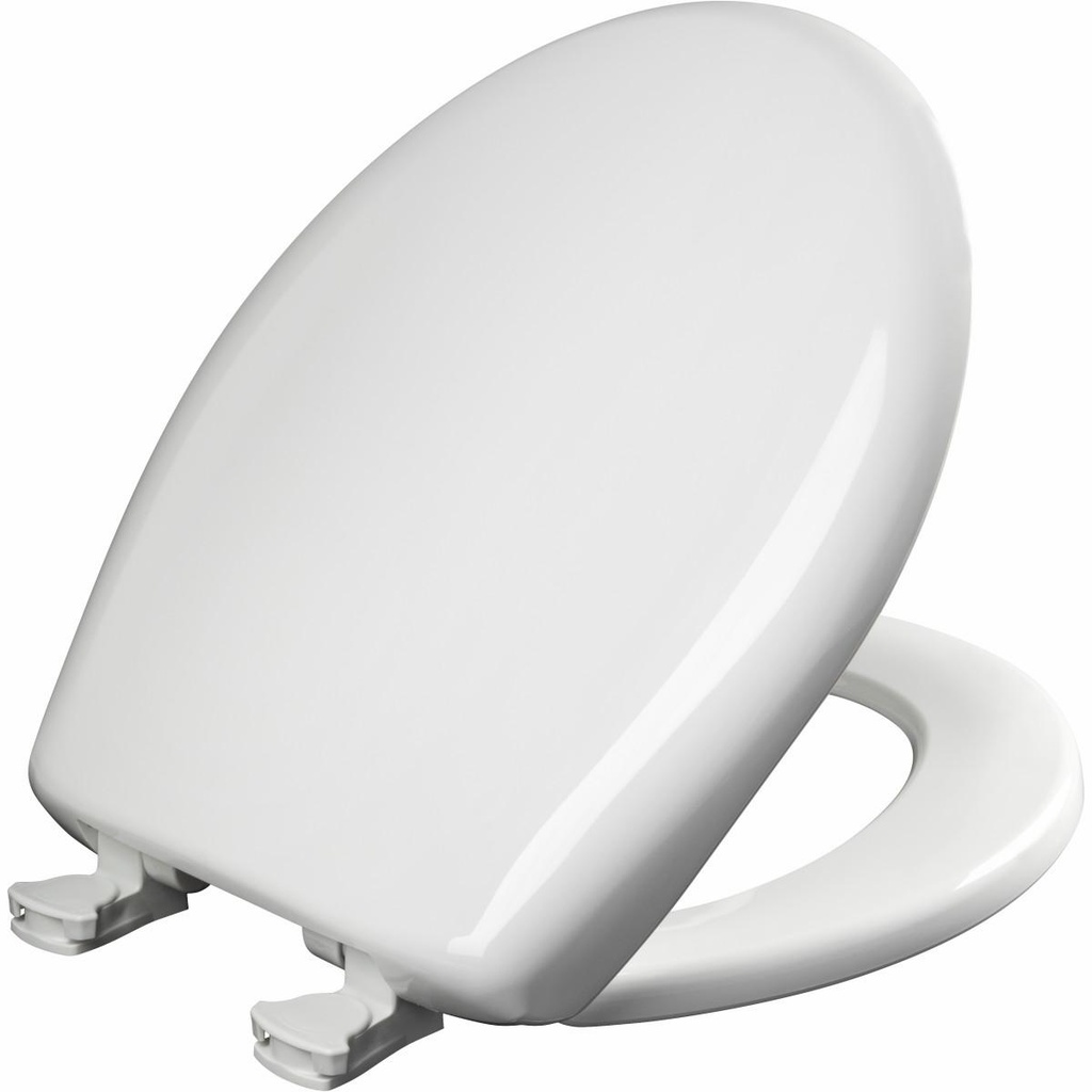 Round Easy-Clean Plastic Toilet Seat with Cover and STA-TITE Hinges