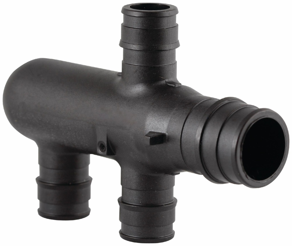 EP Flow-through Opposing-port Multi-port Tee, 4 (1/2") outlets, 3/4" x3/4" ProPEX
