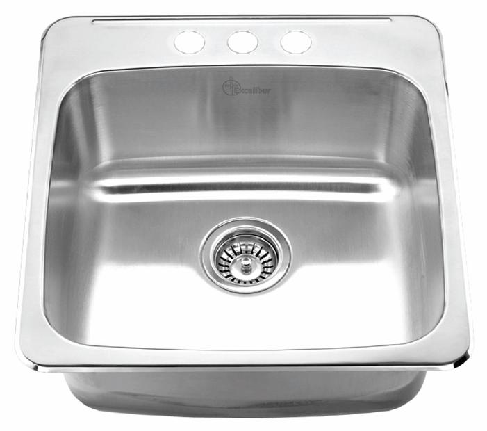 3-Hole 1 Bowl Drop-In Sink