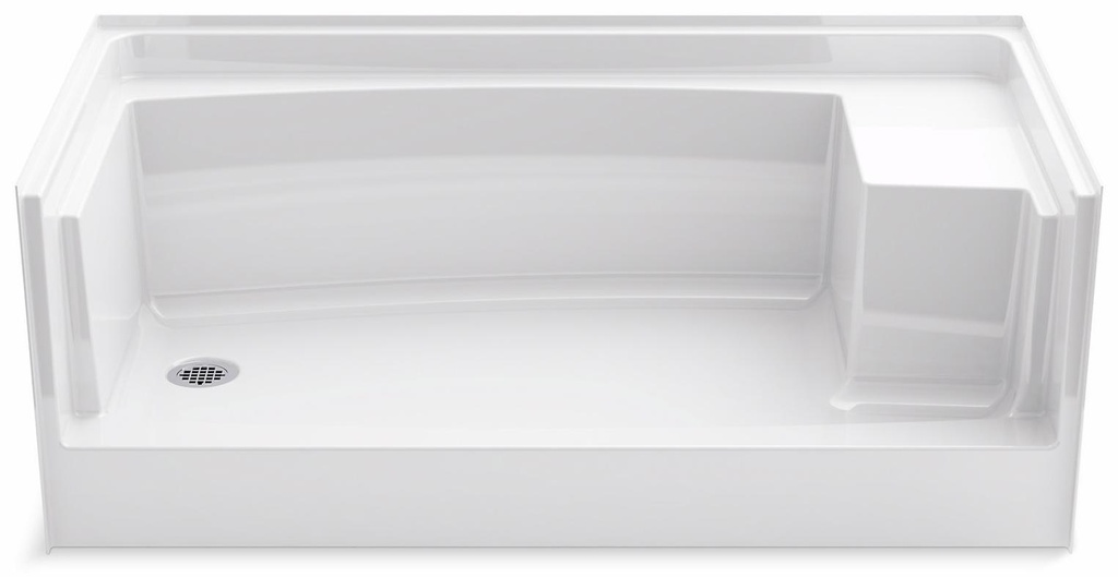 Bowen 60" x 31-1/4" LH Drain Shower Base with RH Seat & 21" Knee Wall