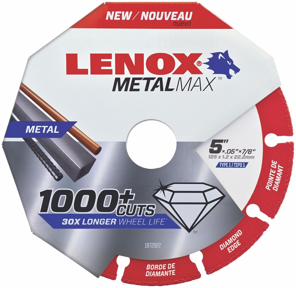 Metalmax Diamond Edge Cutoff Wheel, 5" X 7/8"