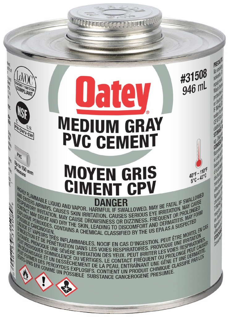 946ml Medium PVC Cement Grey