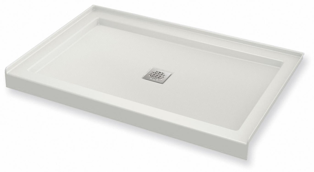 B3Square 4836 Center Drain Alcove Shower Base with Anti-Slip Bottom