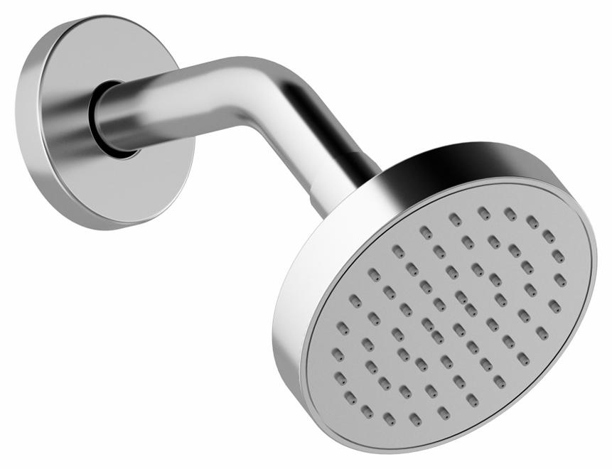 Basico 4" Shower Head and Wall Arm and Round Flange