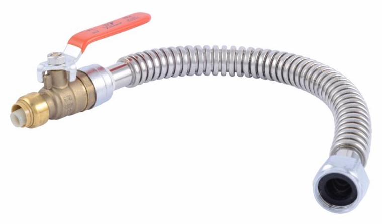 1/2" x 3/4" Fip, 18" Stainless Steel Corrugated Water Heater Connector With Ball Valve