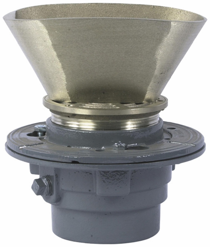 Adjustable Strainer with Oval Funnel, Cast Iron, Heel Proof, 5 IN Diameter Strainer, 4 IN x 9 IN Funnel