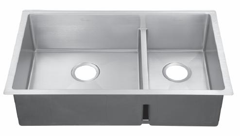 Hand Fabricated 10mm Radius 1.5 Bowl Undermount Sink - Low Divide