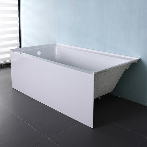 WHITE RECTANGULAR ALCOVE BATHTUB WITHOUT ARMREST