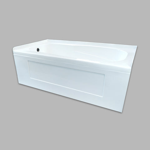 WHITE RECTANGULAR ALCOVE BATHTUB WITH ARMREST