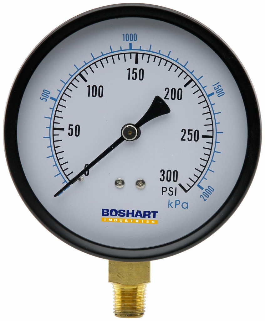 4" x 1/4" Lower Mount 0-300 Pressure Gauge