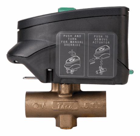1" 3 way diverting, Brass body, Line Voltage Electronic Zone Valve