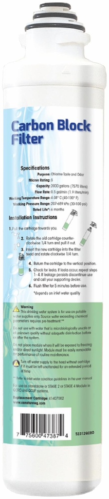 5 Micron Quick Change Carbon Block Replacement Filter
