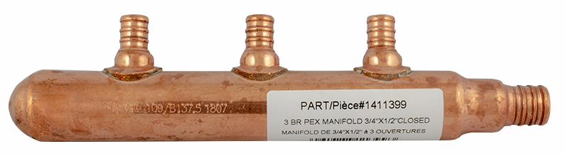 8 BR PEX MANIFOLD 3/4" X 1/2" CLOSED "