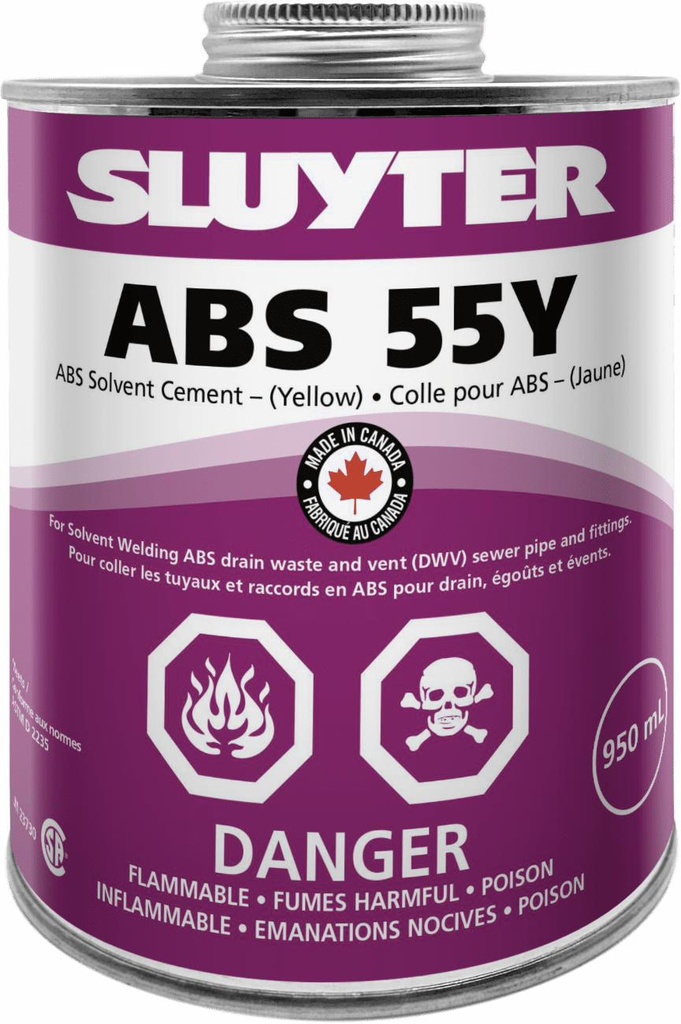 250ml 55Y CSA ABS Cement Yellow