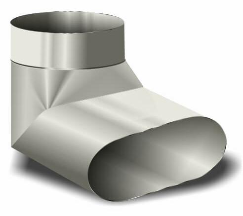 5" Round to 6" Oval (3 x 7-3/4) Right Angle Boot