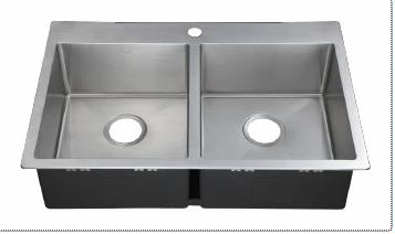 1-Hole 2 Bowl Drop-In Sink with Low Divide